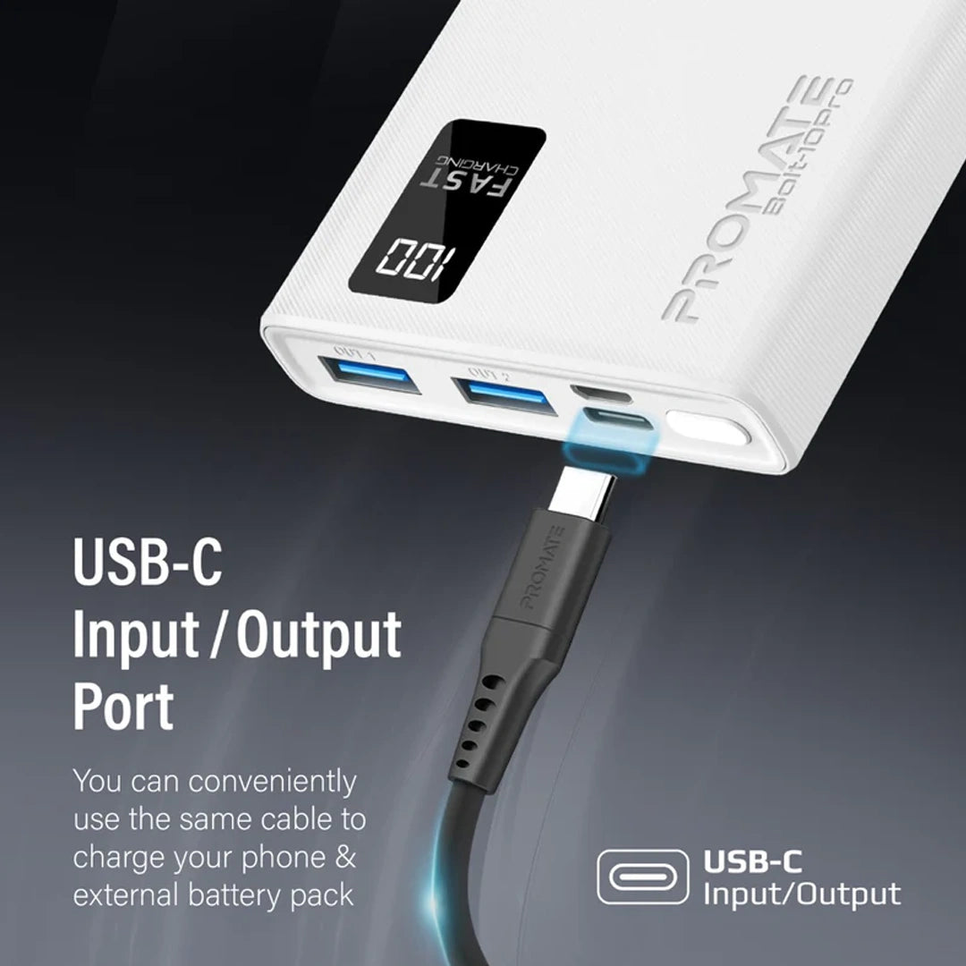 Promate Bolt-10 Pro Slim Design 10000mAh Power Bank with LCD in Qatar Promate Bolt-10 Pro Slim Design 10000mAh Power Bank with LCD in Qatar